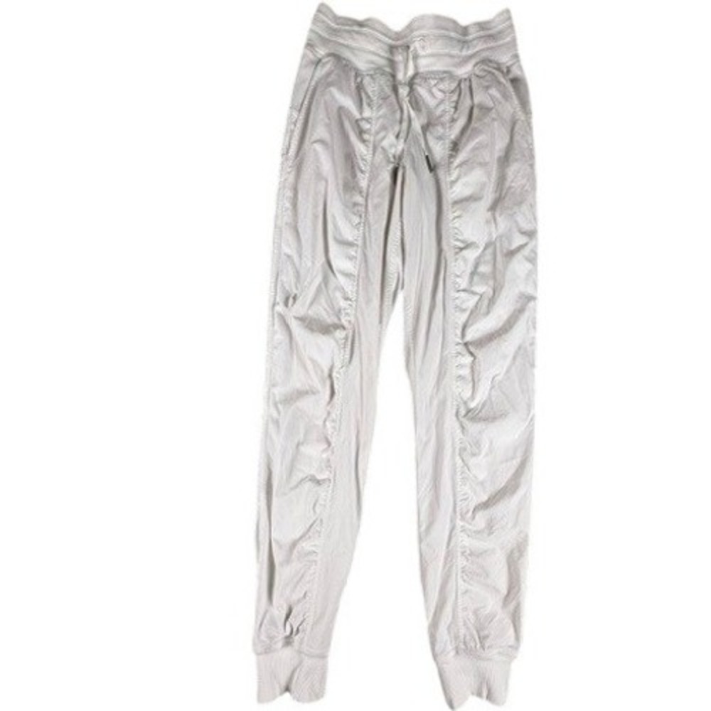 Lululemon Joggers Womens 2 Beyond the Studio Ruched High Rise White Ribbed‎ Cuff